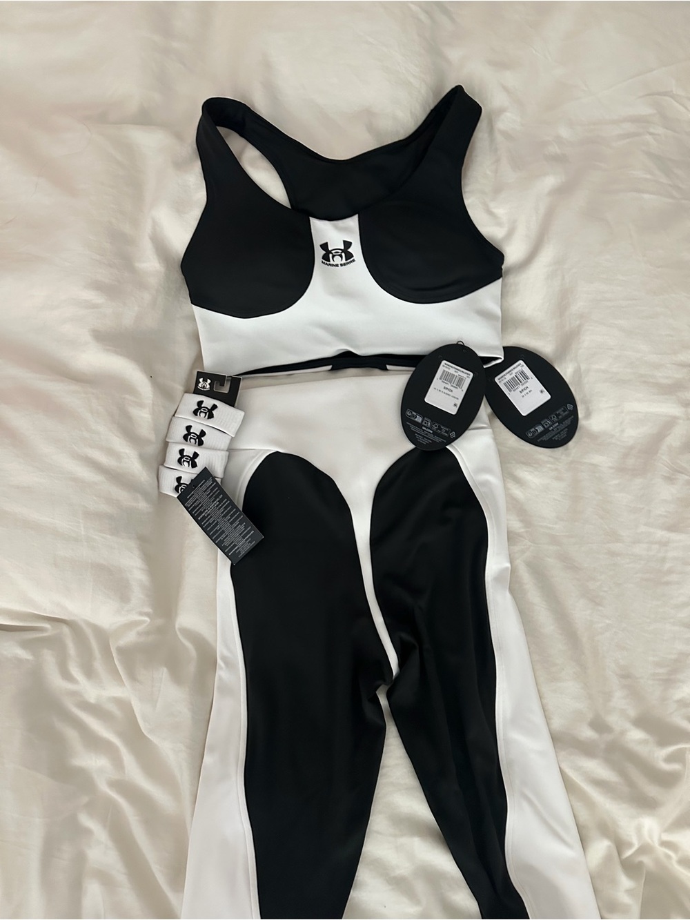 NWT Under Armor x Marine Serre Bundle With Leggings, Sports Bra, & Wristbands